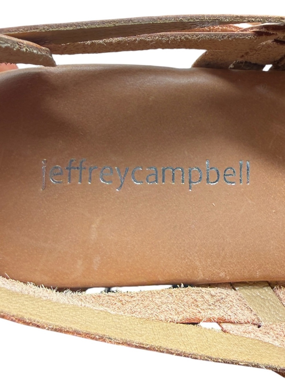 Jeffrey Campbell Celano Huarache Sandals Size 8 Brown Leather Woven Slingback - Picture 7 of 11